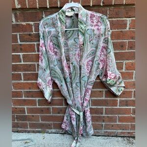 Victoria's Secret 90s Gold Label semi-sheer paisley floral kimono robe One Size